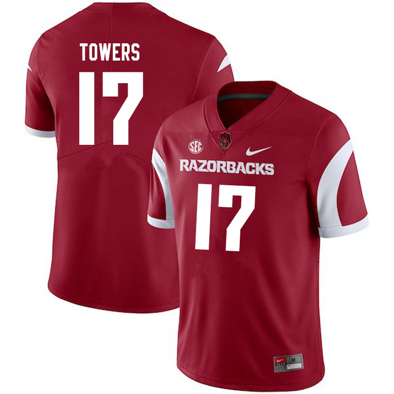 Men #17 J.T. Towers Arkansas Razorbacks College Football Jerseys Sale-Cardinal